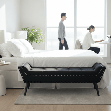 Alea Black Fabric Bench