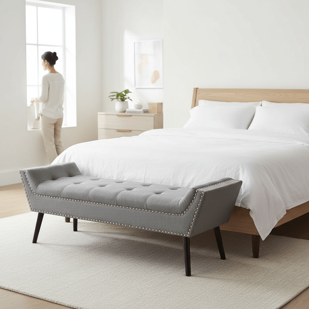 Alea Grey Fabric Bench