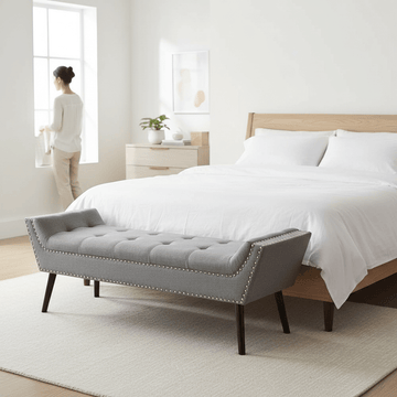 Alea Grey Fabric Bench