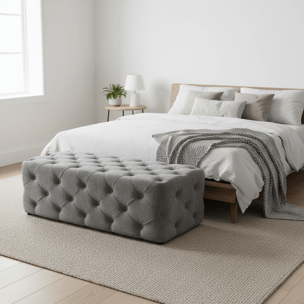 Alea Grey Velvet Bench