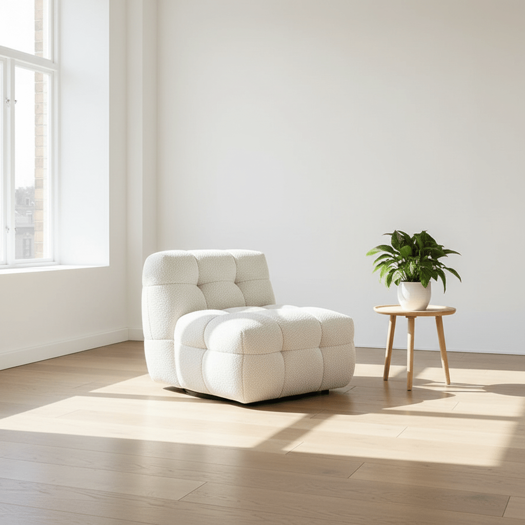 Aletheia Accent Armchair, Lounge Chair, White Boucle