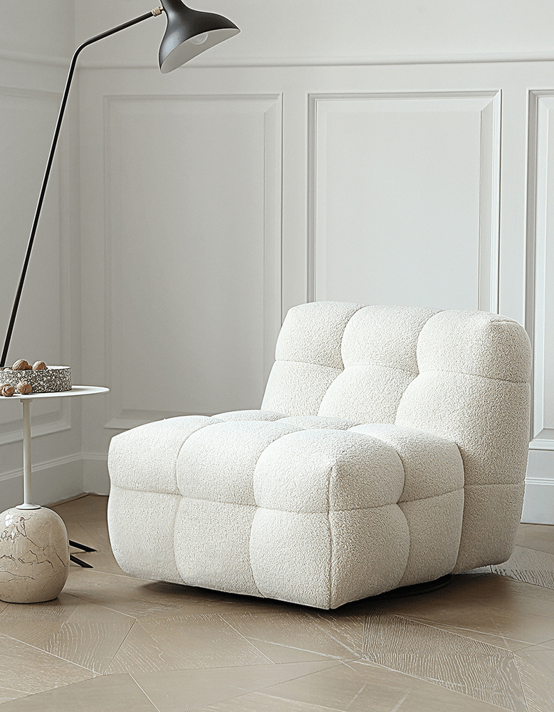 Aletheia Accent Armchair, Lounge Chair, White Boucle