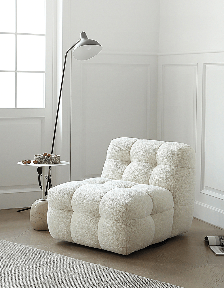 Aletheia Accent Armchair, Lounge Chair, White Boucle