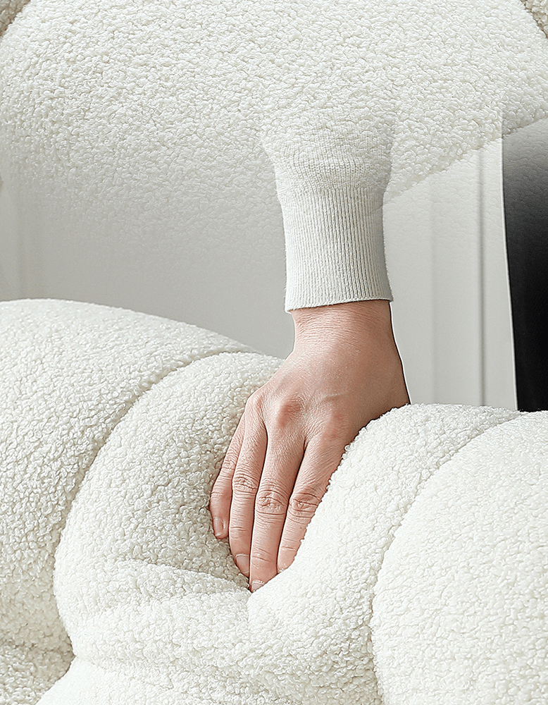 Aletheia Accent Armchair, Lounge Chair, White Boucle