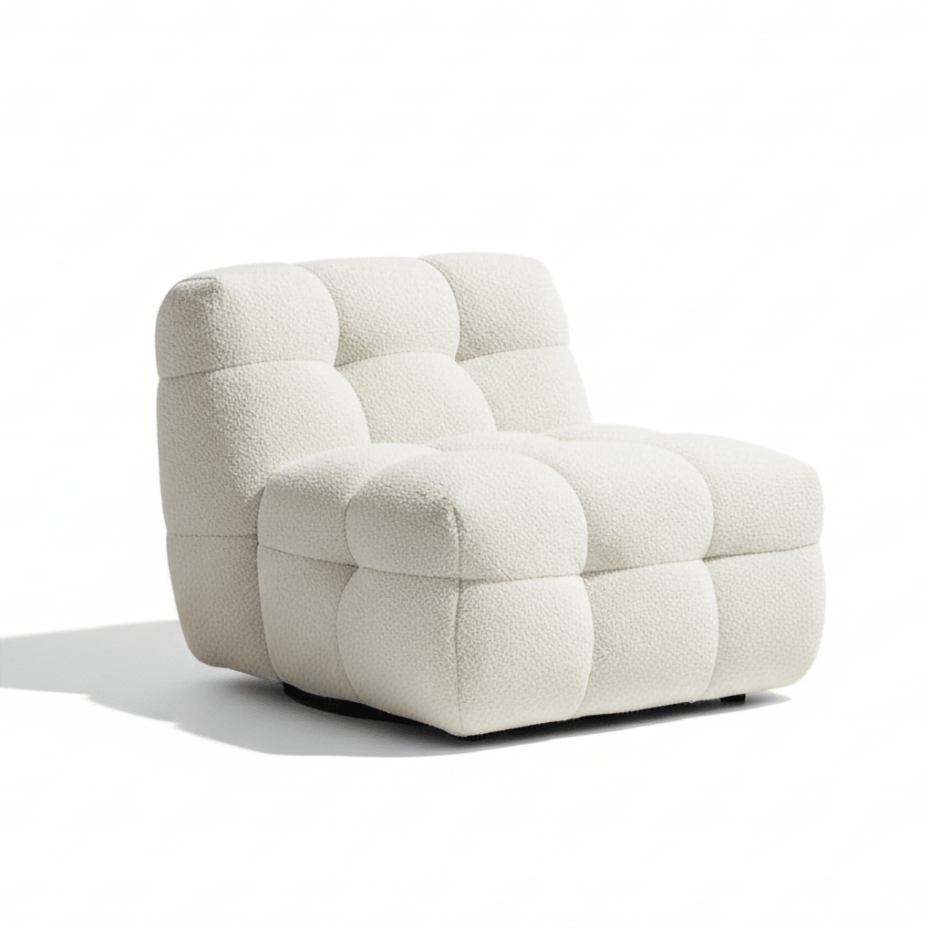 Aletheia Accent Armchair, Lounge Chair, White Boucle