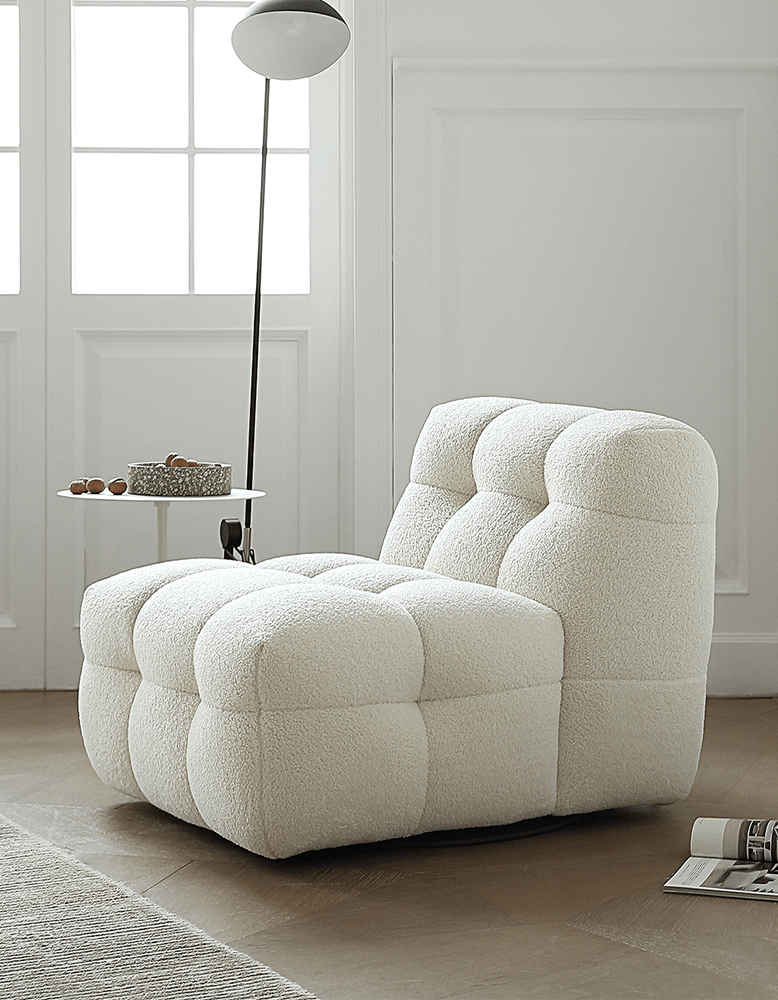 Aletheia Accent Armchair, Lounge Chair, White Boucle