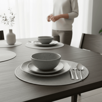 Alice Round Silver Thread Woven Placemat