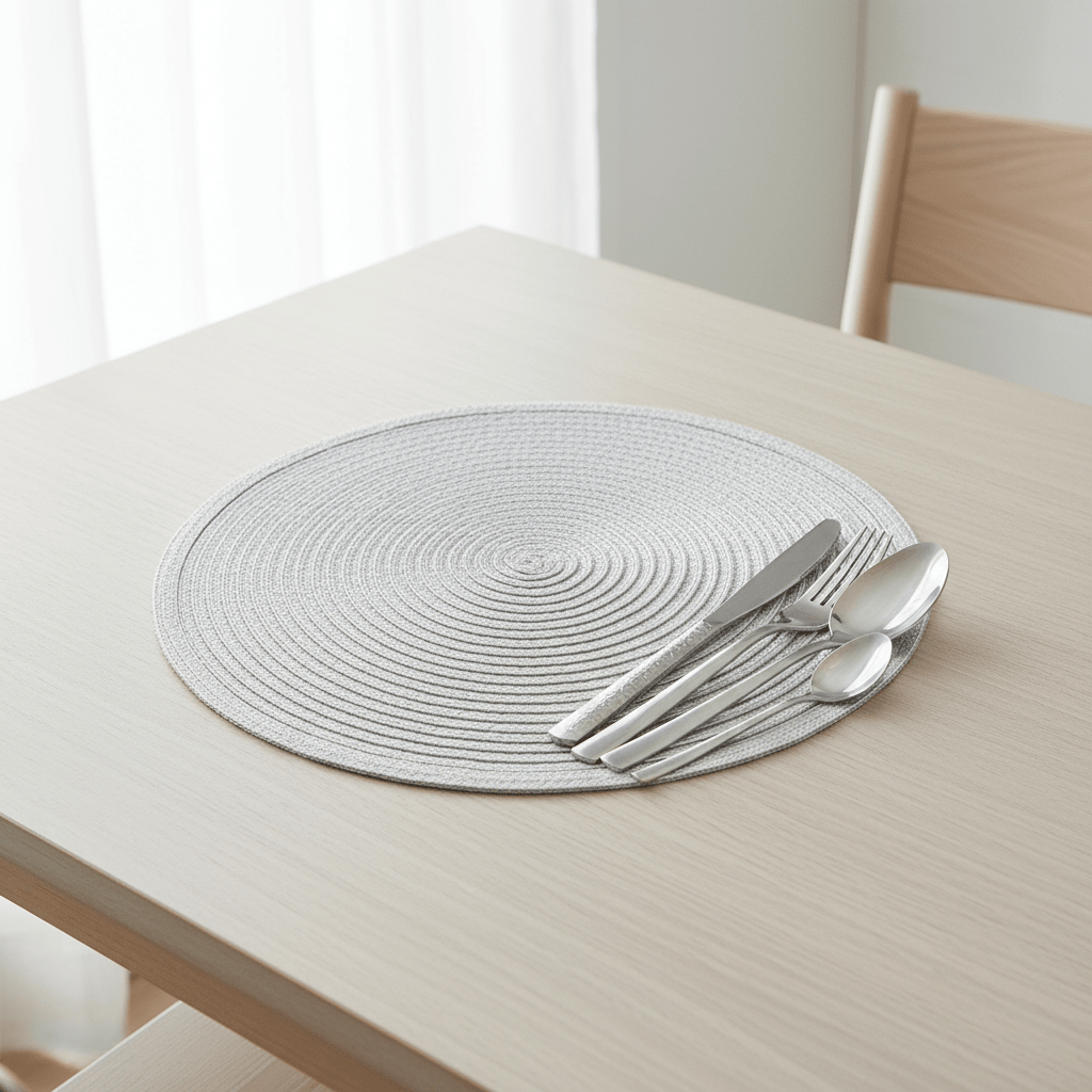 Alice Round Silver Thread Woven Placemat