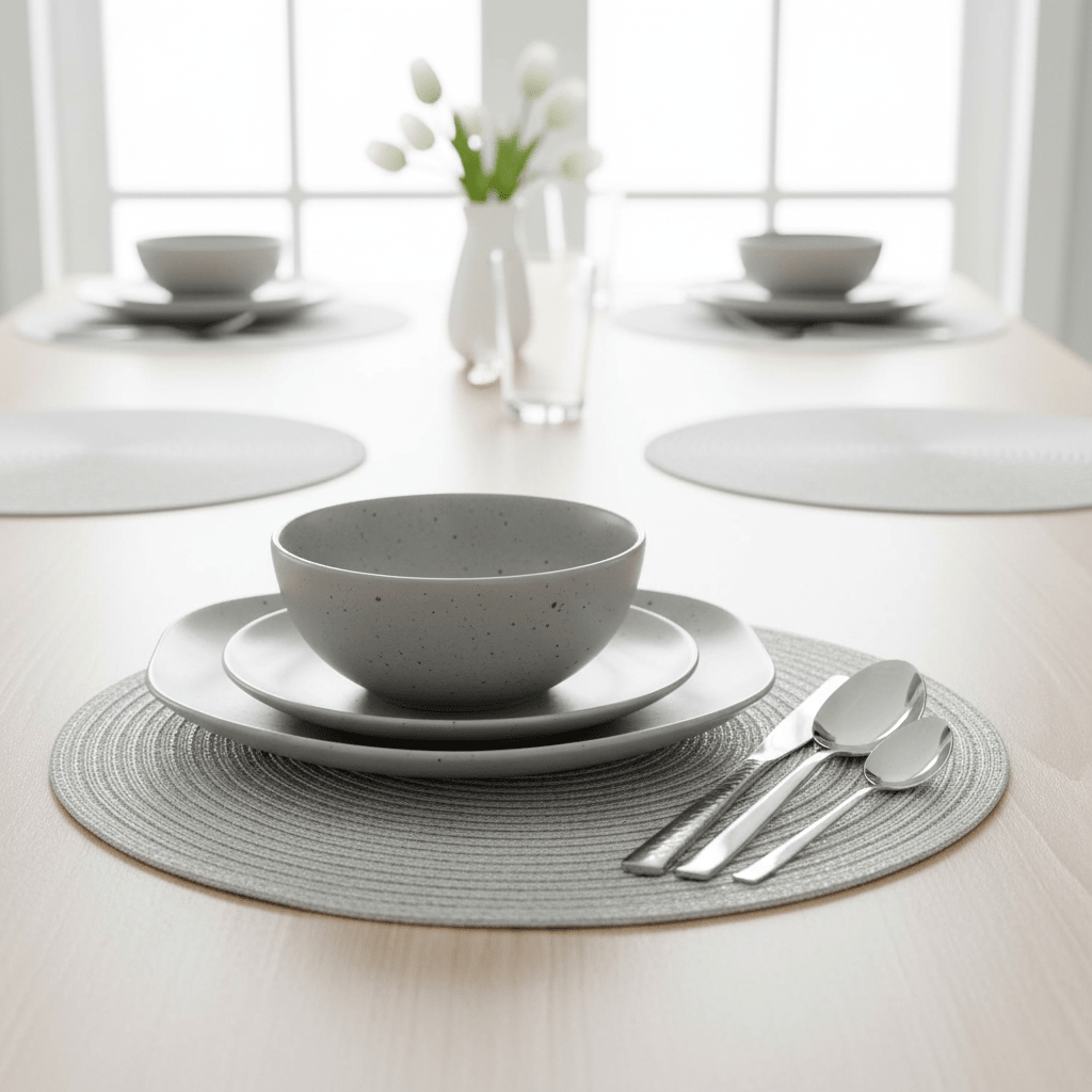 Alice Round Silver Thread Woven Placemat