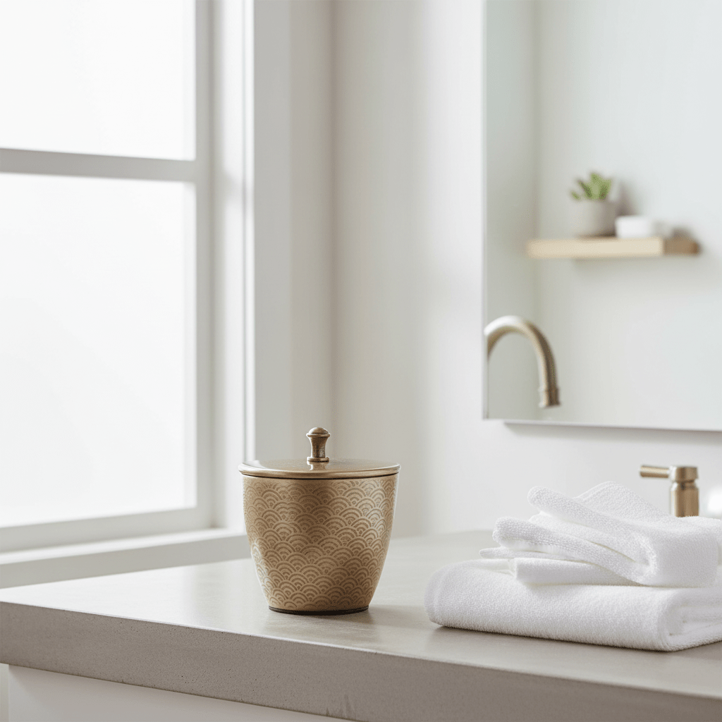 Allegra Aluminium Gold Finish 300ml Bathroom Jar