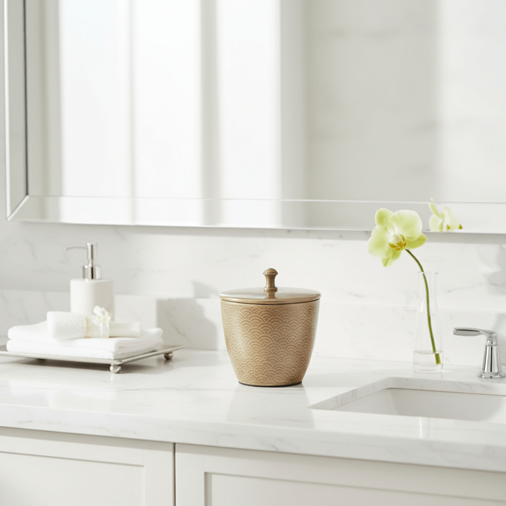 Allegra Aluminium Gold Finish 300ml Bathroom Jar