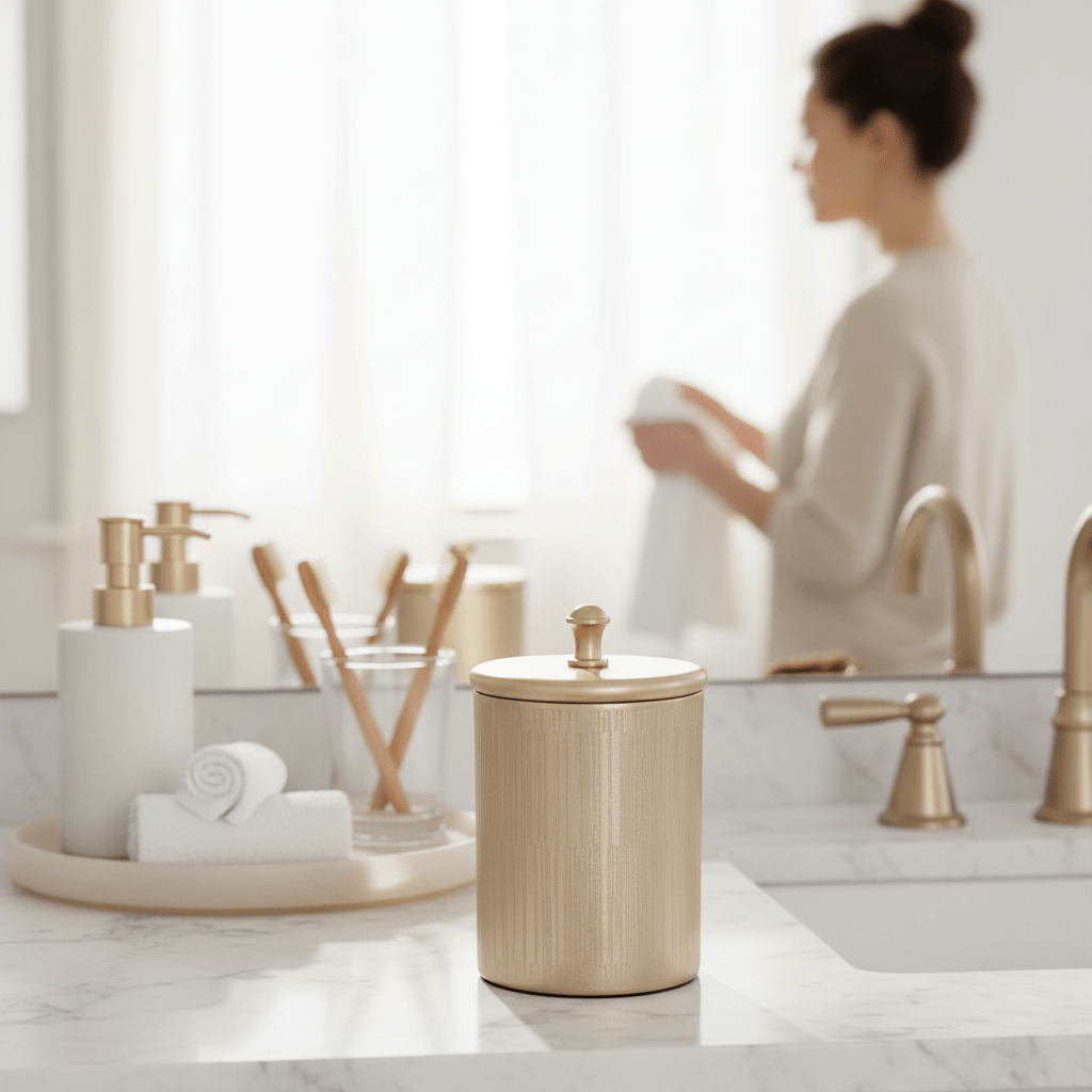 Allegra Champagne Finish Bathroom Jar