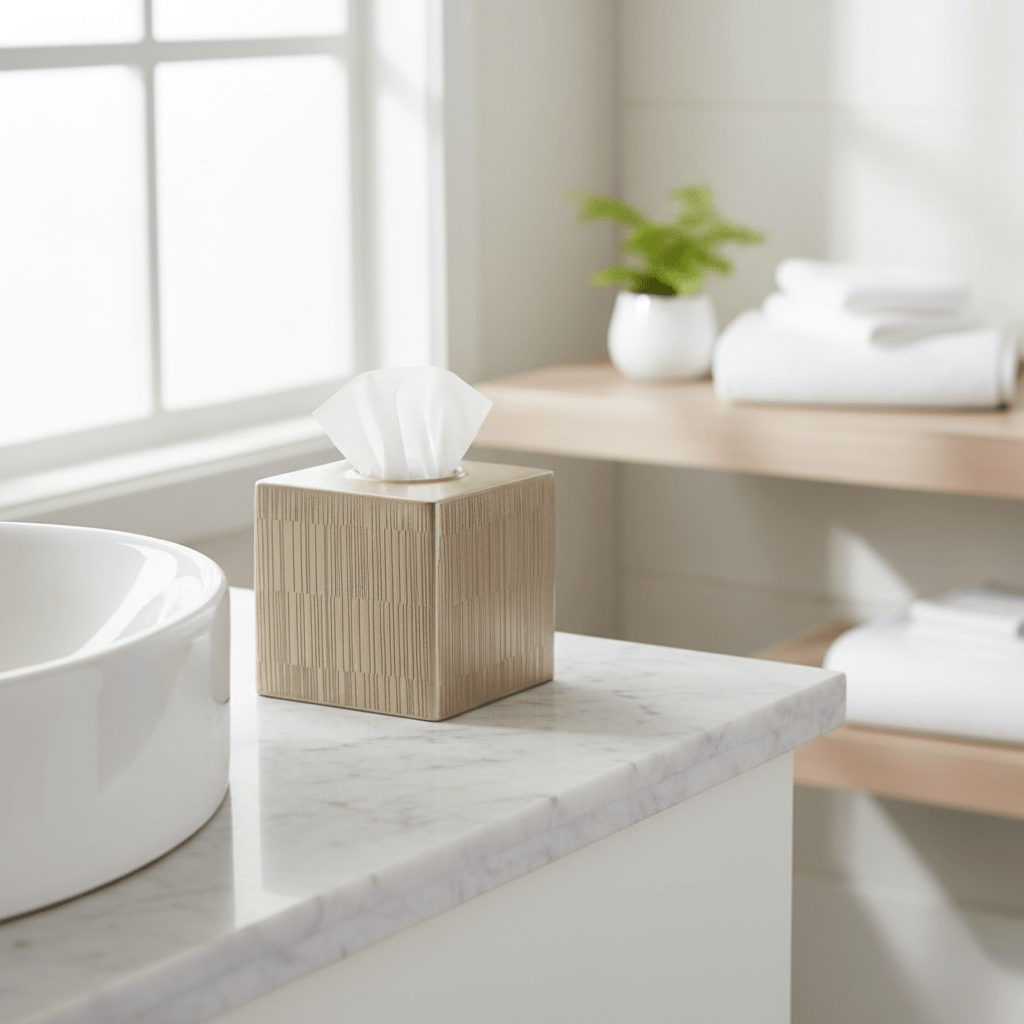 Allegra Champagne Finish Tissue Box