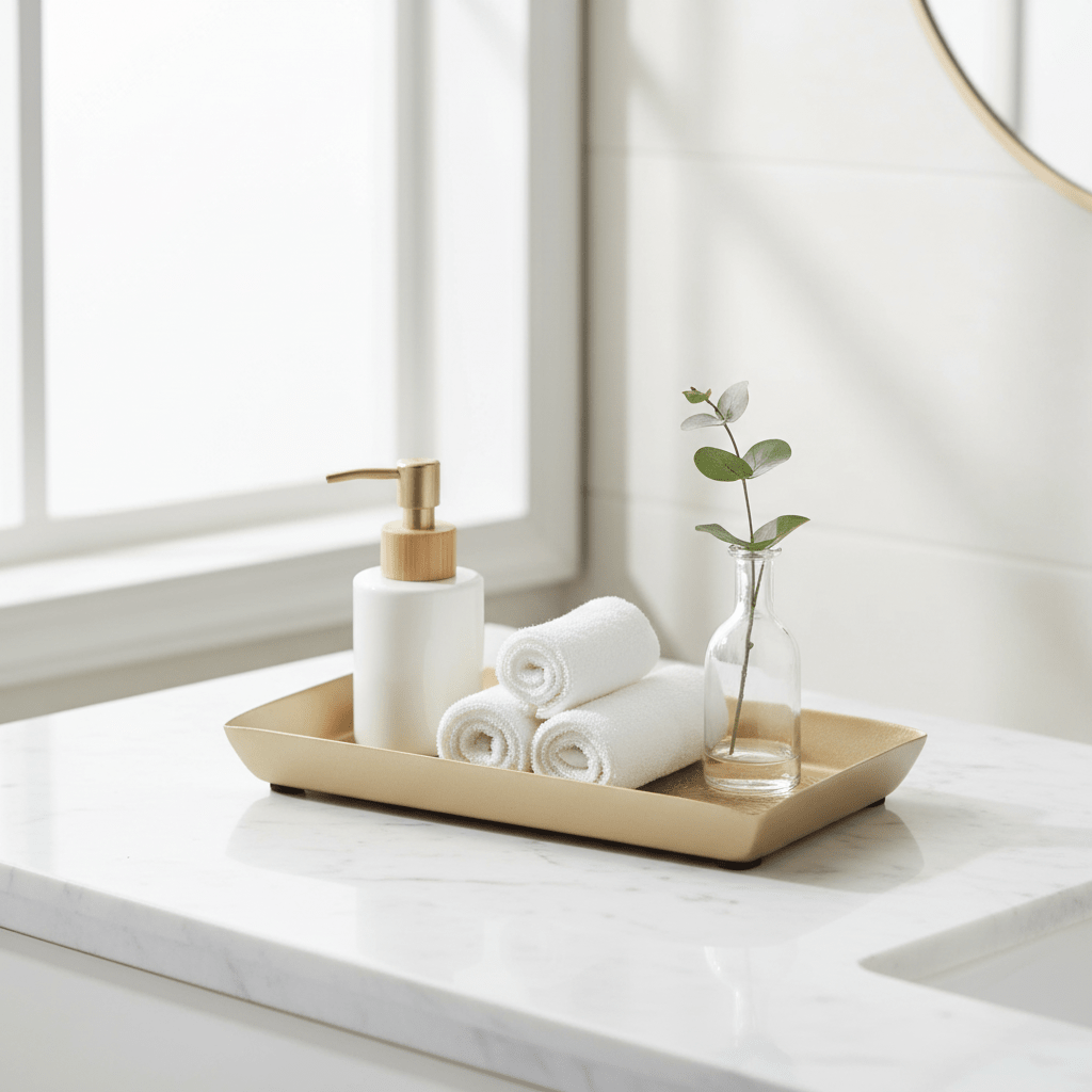 Allegra Etched Metallic Bathroom Tray