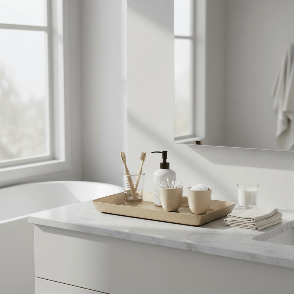 Allegra Etched Metallic Bathroom Tray