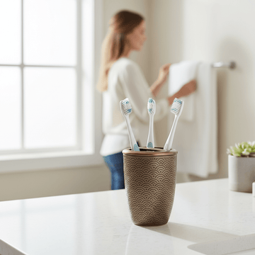 Allegra Etched Metallic Toothbrush Holder