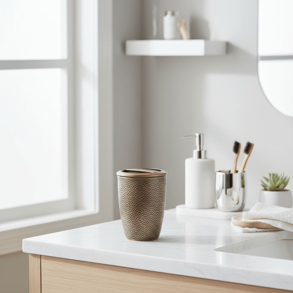 Allegra Etched Metallic Toothbrush Holder