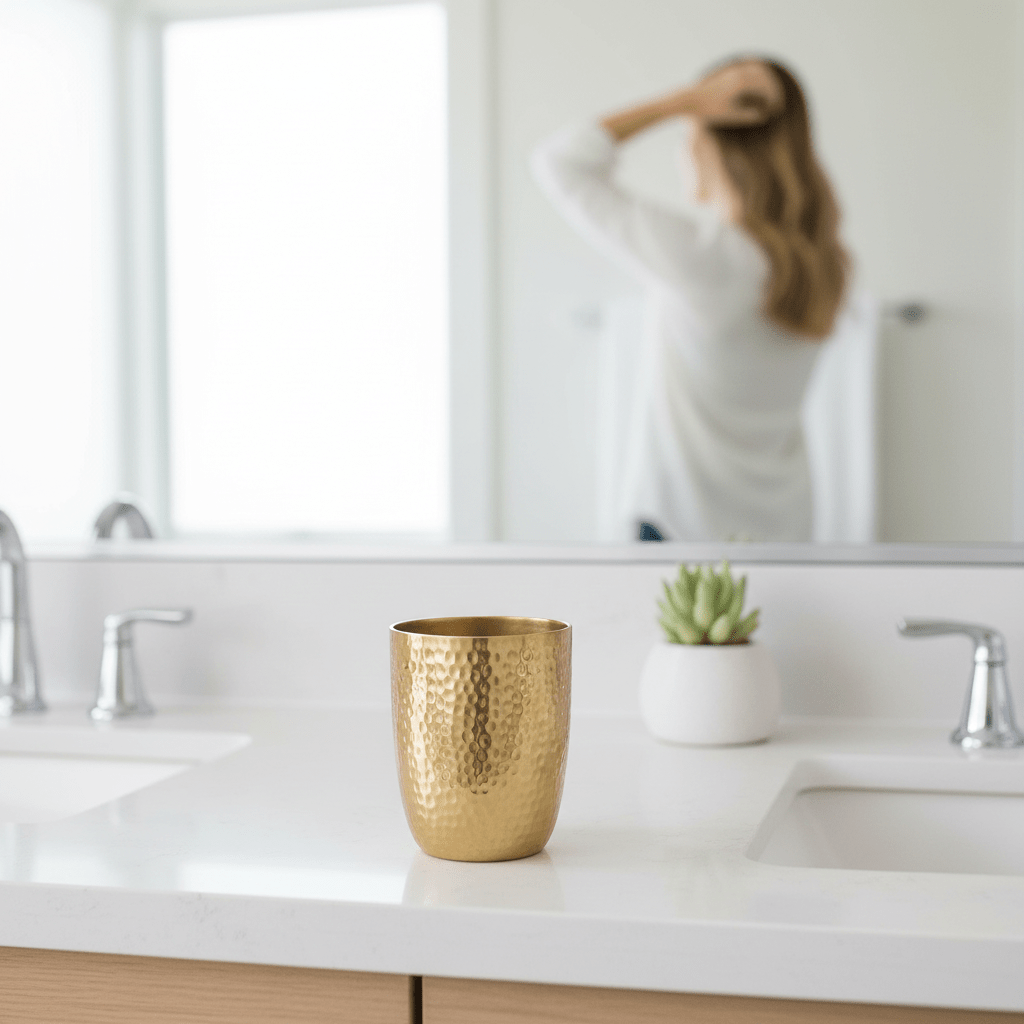 Allegra Gold Finish Bathroom Tumbler