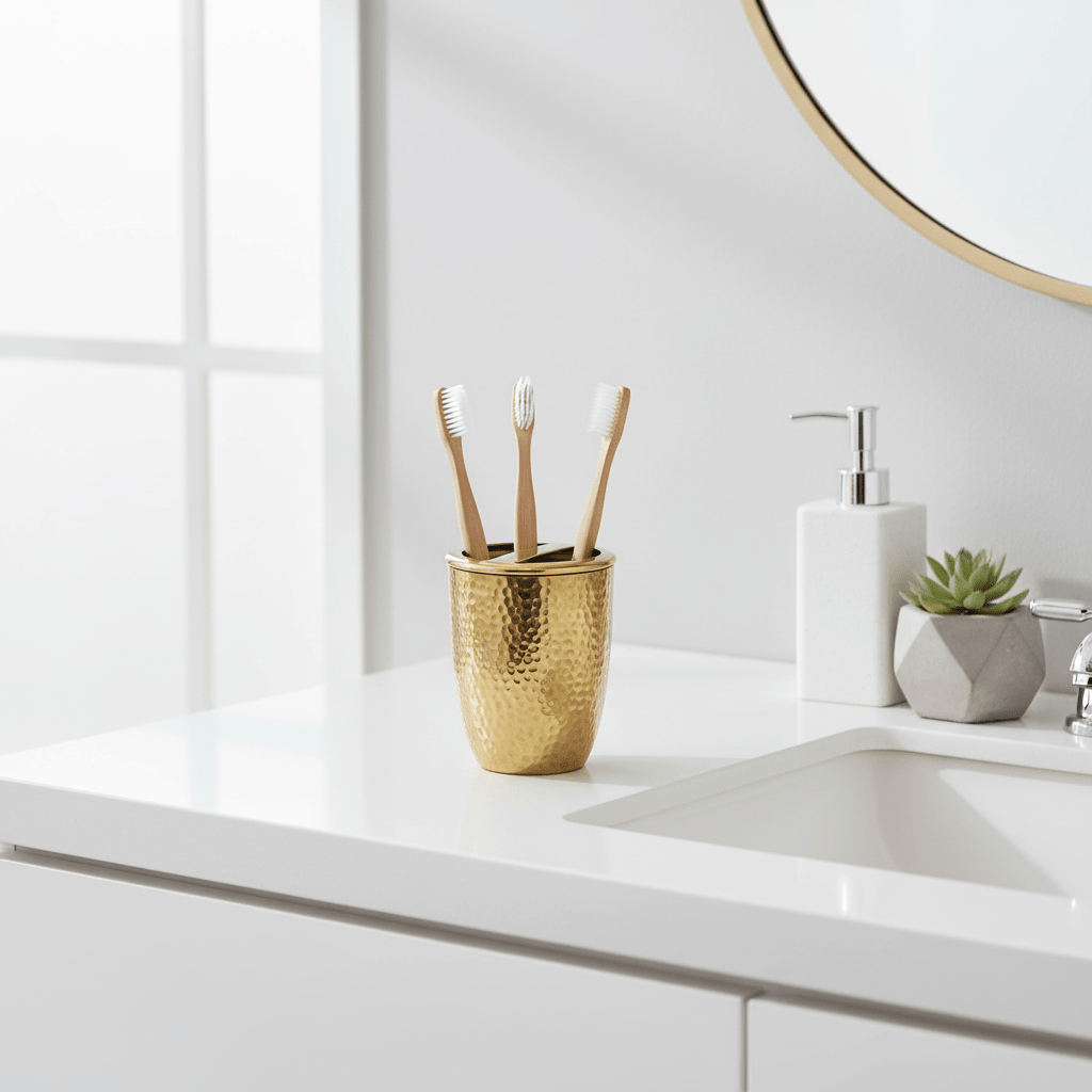 Allegra Hammered Effect Toothbrush Holder