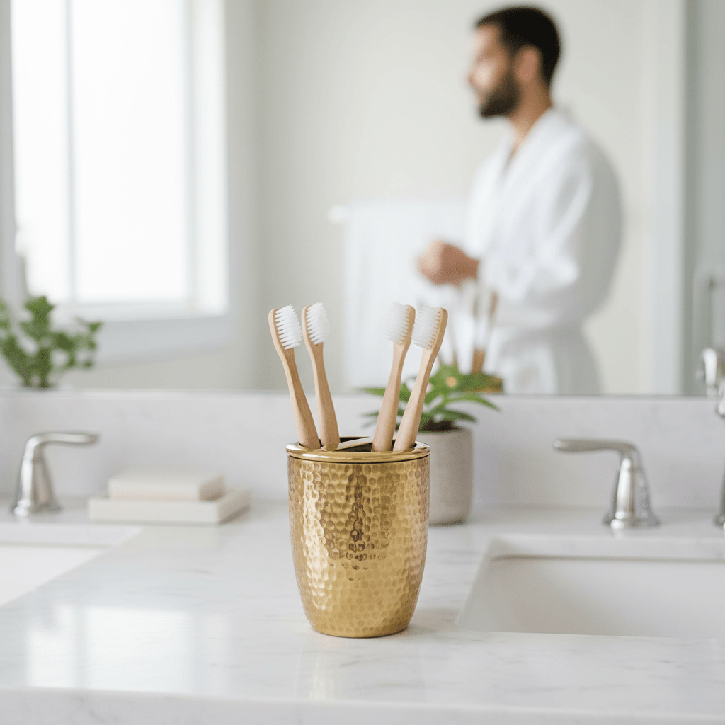 Allegra Hammered Effect Toothbrush Holder