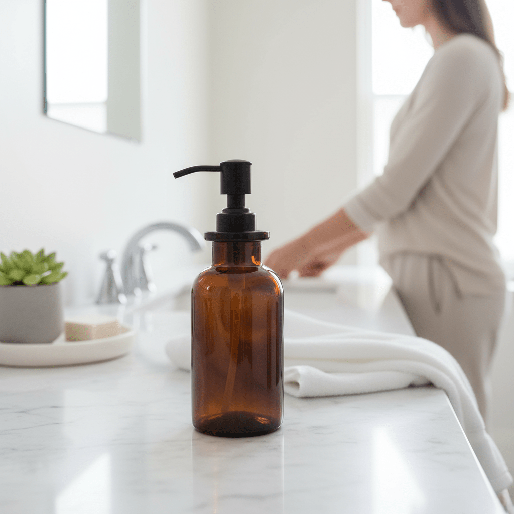 Allegra Kiara Brown Glass Soap Dispenser