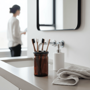 Allegra Kiara Brown Glass Toothbrush Holder