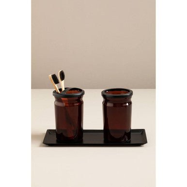 Allegra Kiara Brown Glass Toothbrush Holder