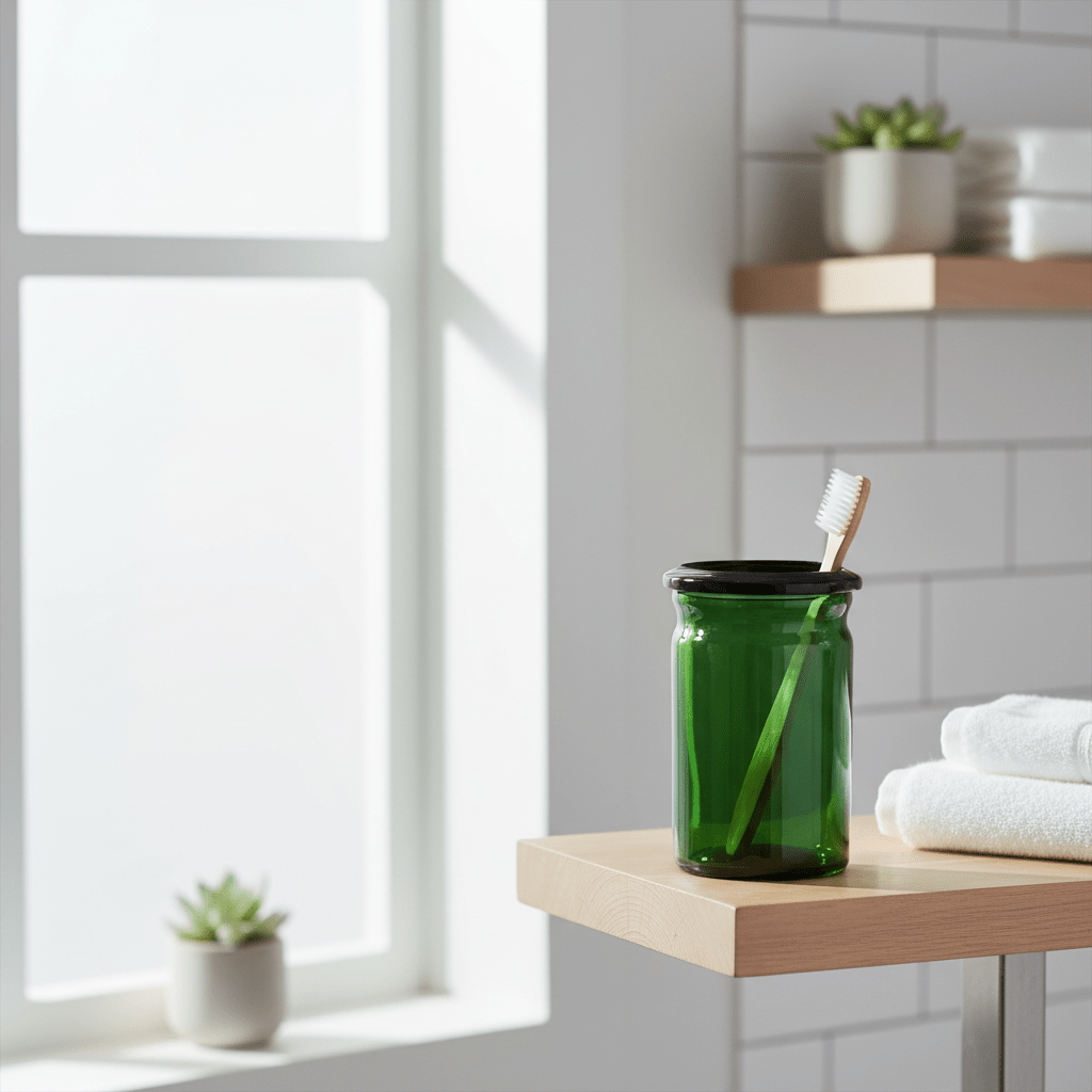Allegra Kiara Green Glass Bathroom Glass Tumbler