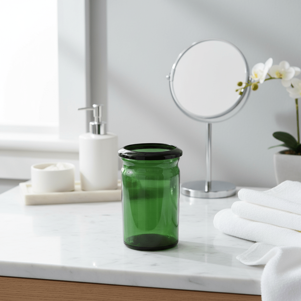 Allegra Kiara Green Glass Bathroom Glass Tumbler