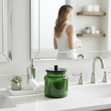 Allegra Kiara Green Glass Bathroom Jar