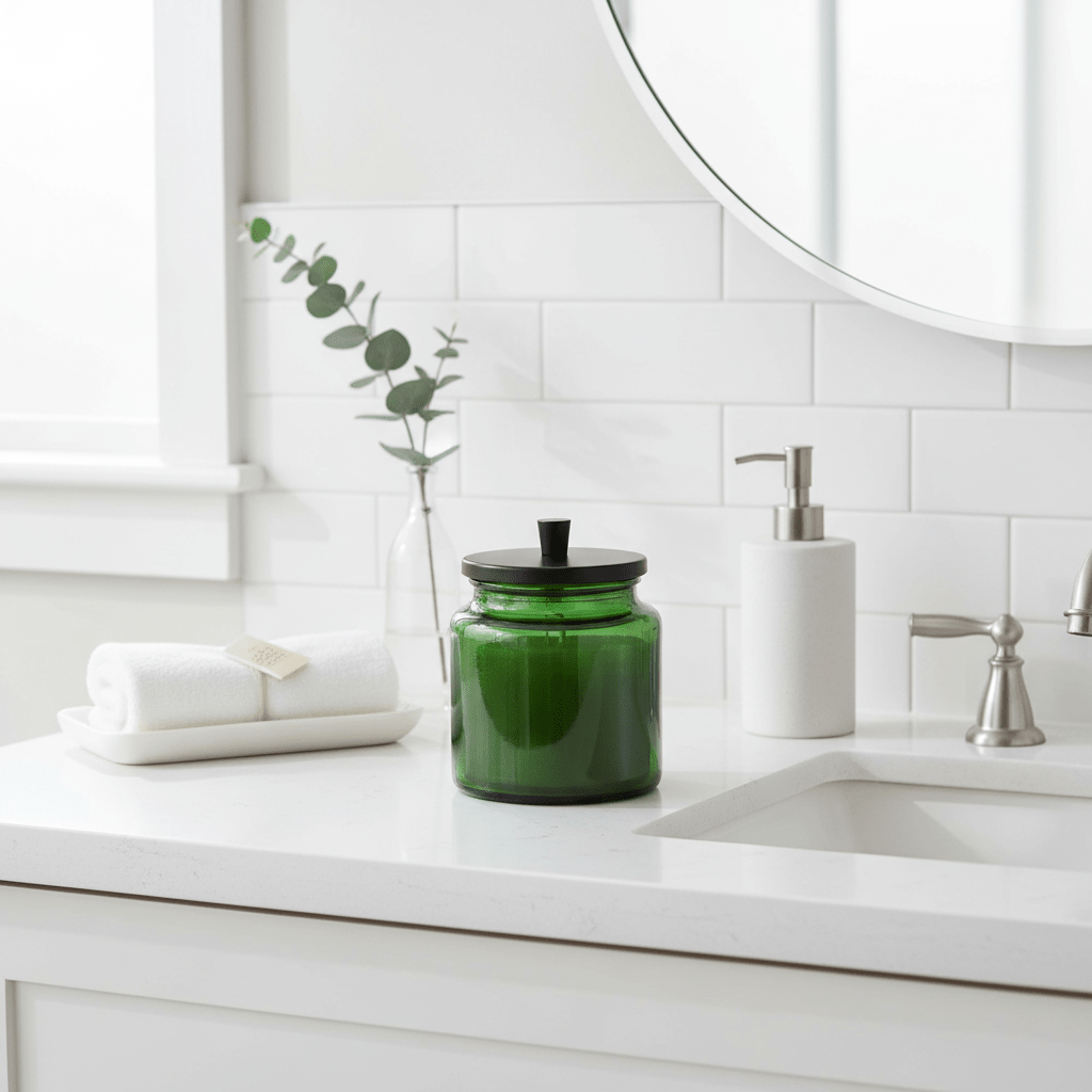 Allegra Kiara Green Glass Bathroom Jar