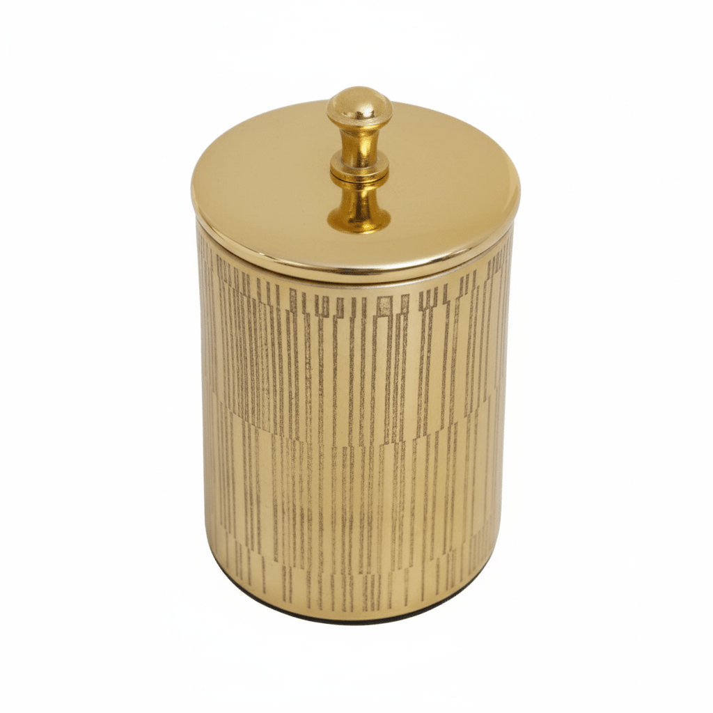 Allegra Line Effect Gold Bathroom Jar