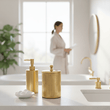 Allegra Line Effect Gold Bathroom Jar