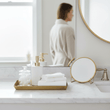 Allegra Line Effect Gold Bathroom Tray