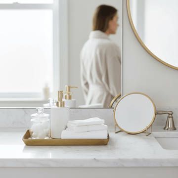 Allegra Line Effect Gold Bathroom Tray