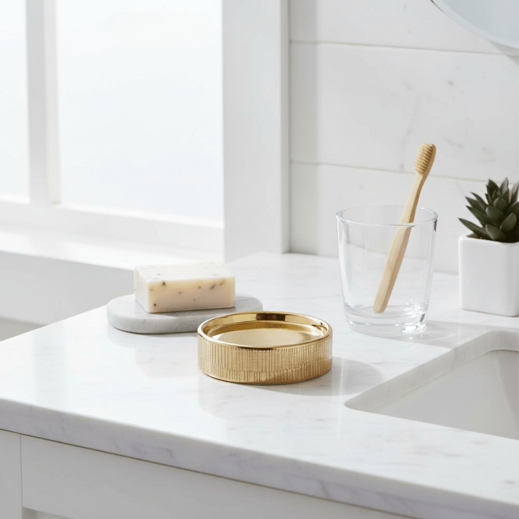 Allegra Line Effect Gold Soap Dish