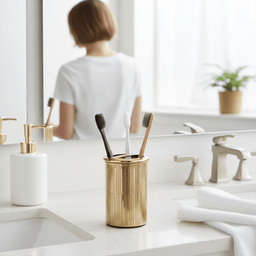 Allegra Line Effect Gold Toothbrush Holder