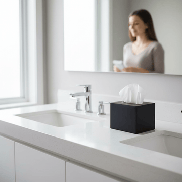 Allegra Stainless Steel Black Tissue Box