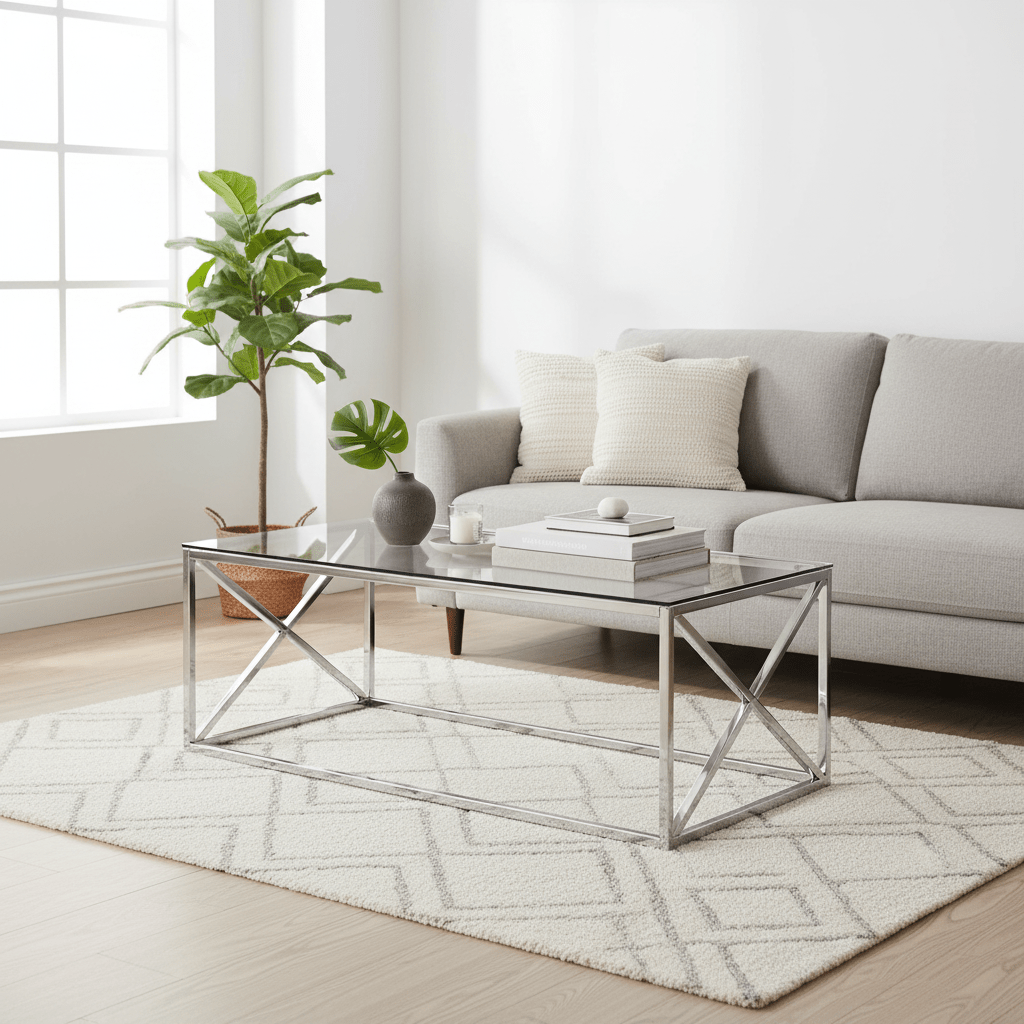 Allure Silver Cross Design Coffee Table