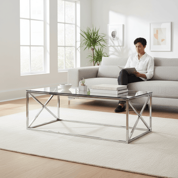 Allure Silver Cross Design Coffee Table