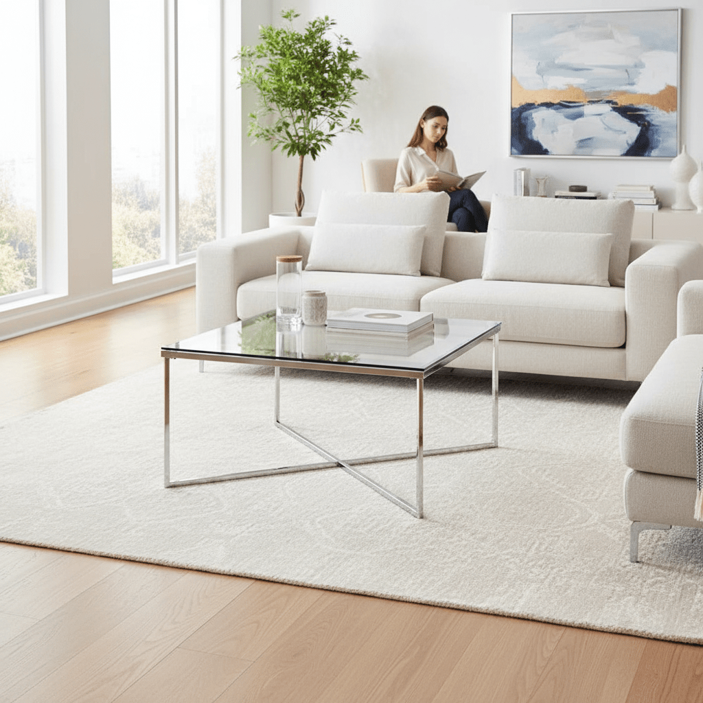 Allure Silver Finish Cross Base Coffee Table