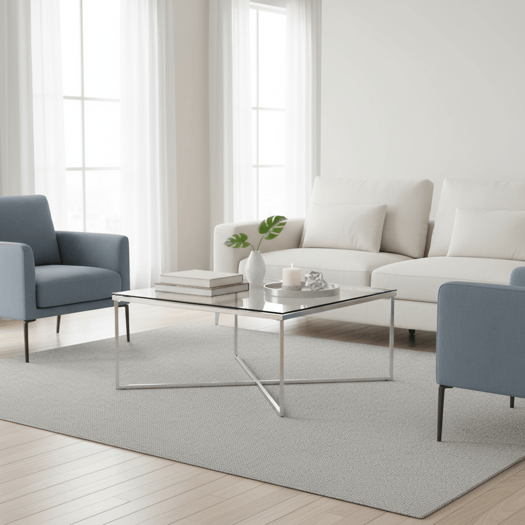 Allure Silver Finish Cross Base Coffee Table