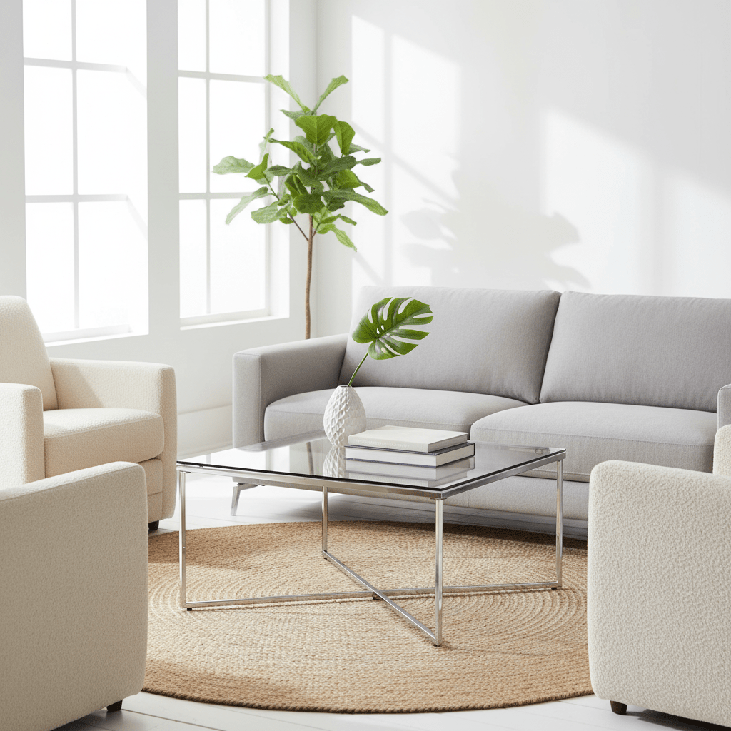 Allure Silver Finish Cross Base Coffee Table