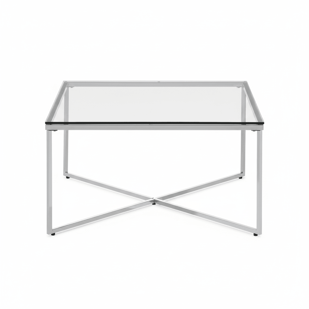 Allure Silver Finish Cross Base Coffee Table