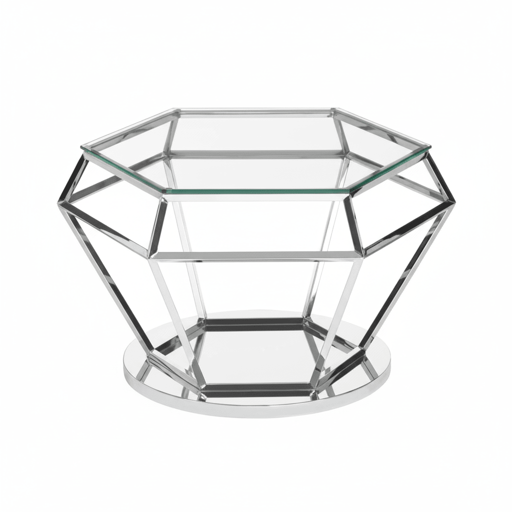 Allure Silver Finish Diamond Design End Table