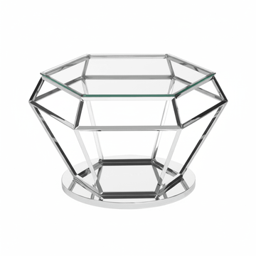 Allure Silver Finish Diamond Design End Table
