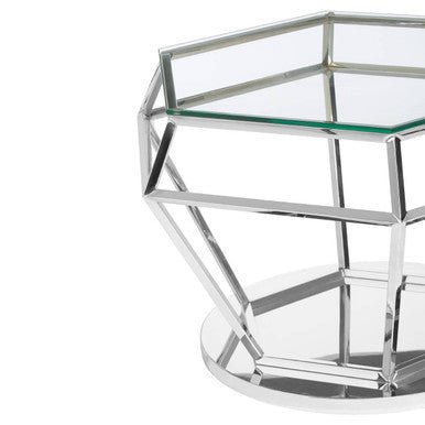 Allure Silver Finish Diamond Design End Table