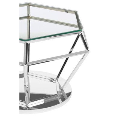 Allure Silver Finish Diamond Design End Table