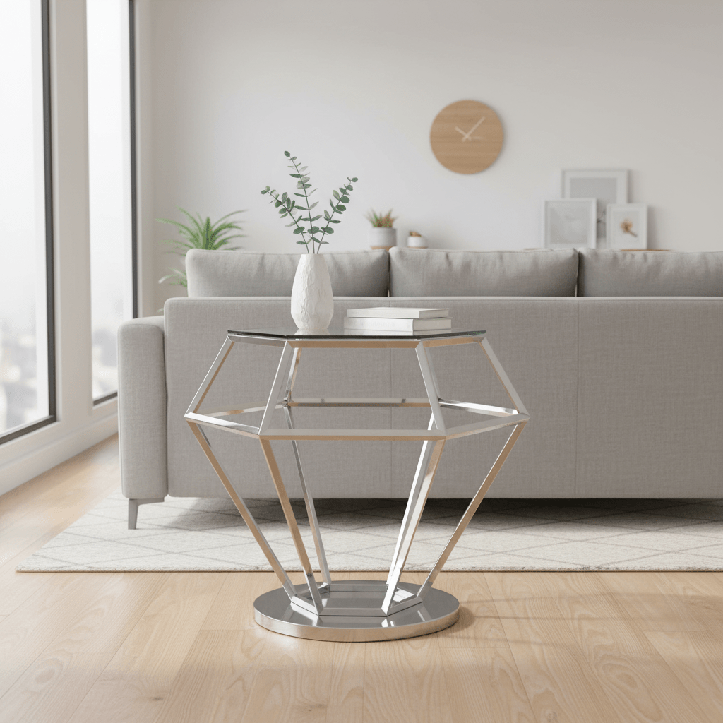 Allure Silver Finish Diamond End Table