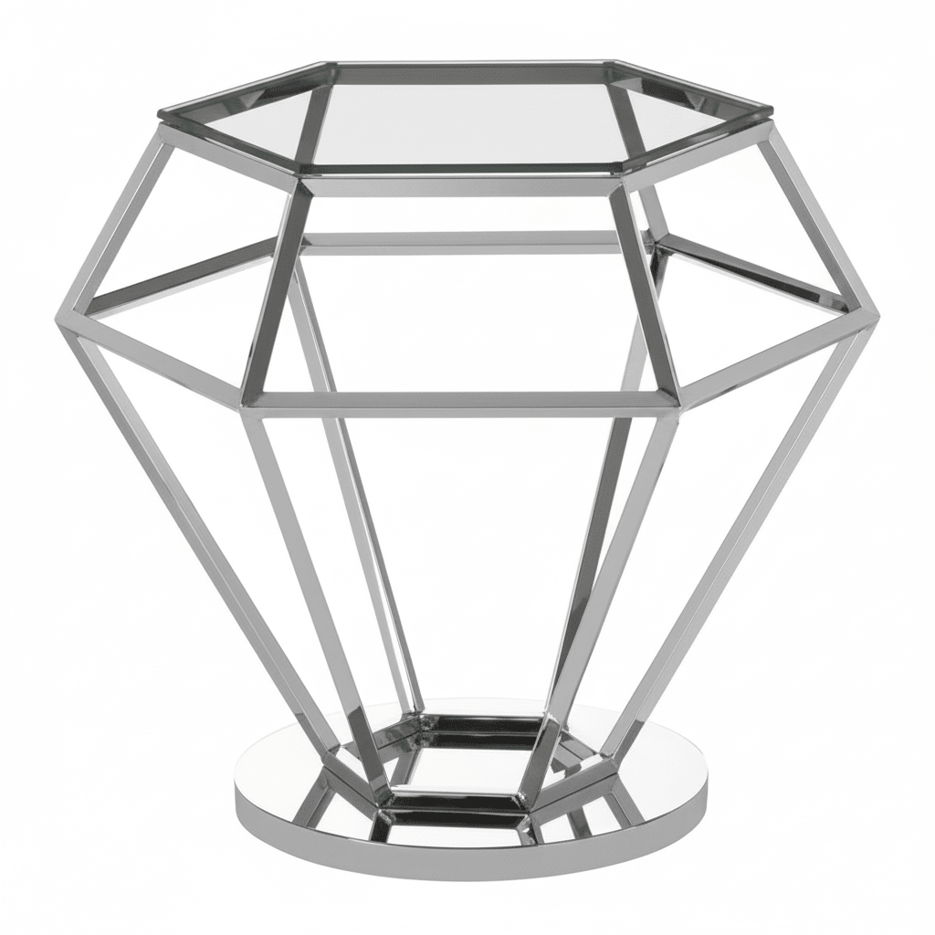 Allure Silver Finish Diamond End Table